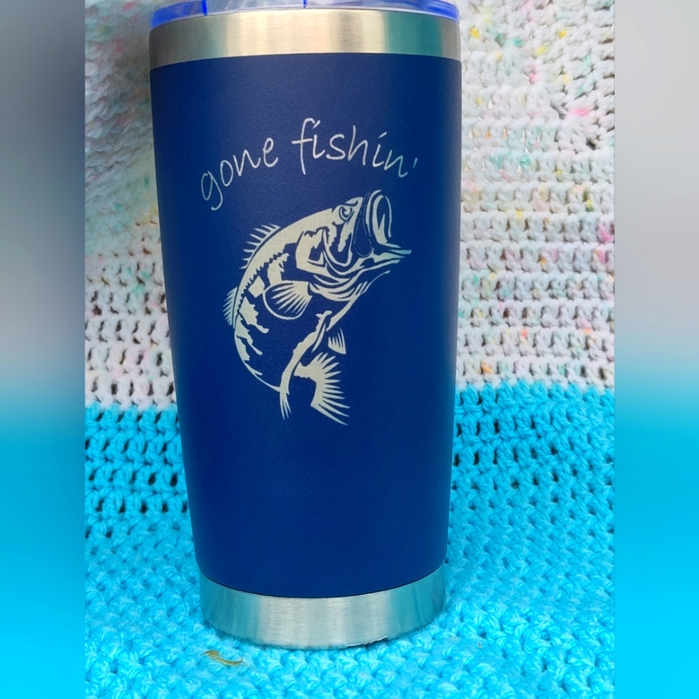20 oz tumbler gone fishing /stainless straw included